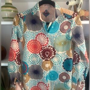 Robert Graham XS Geometric Print Cotton Shirt Women